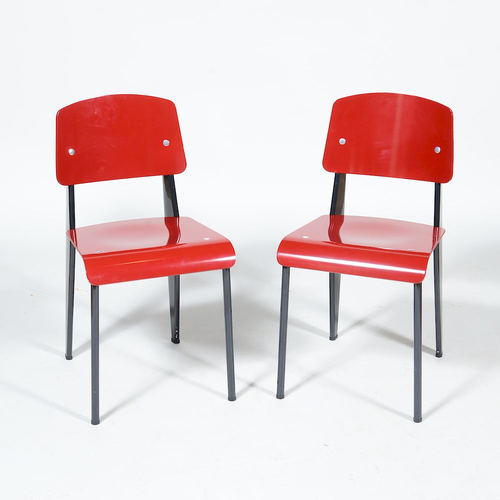 Appraisal: Pair of Vitra Prouv Style Side Chairs Painted metal and