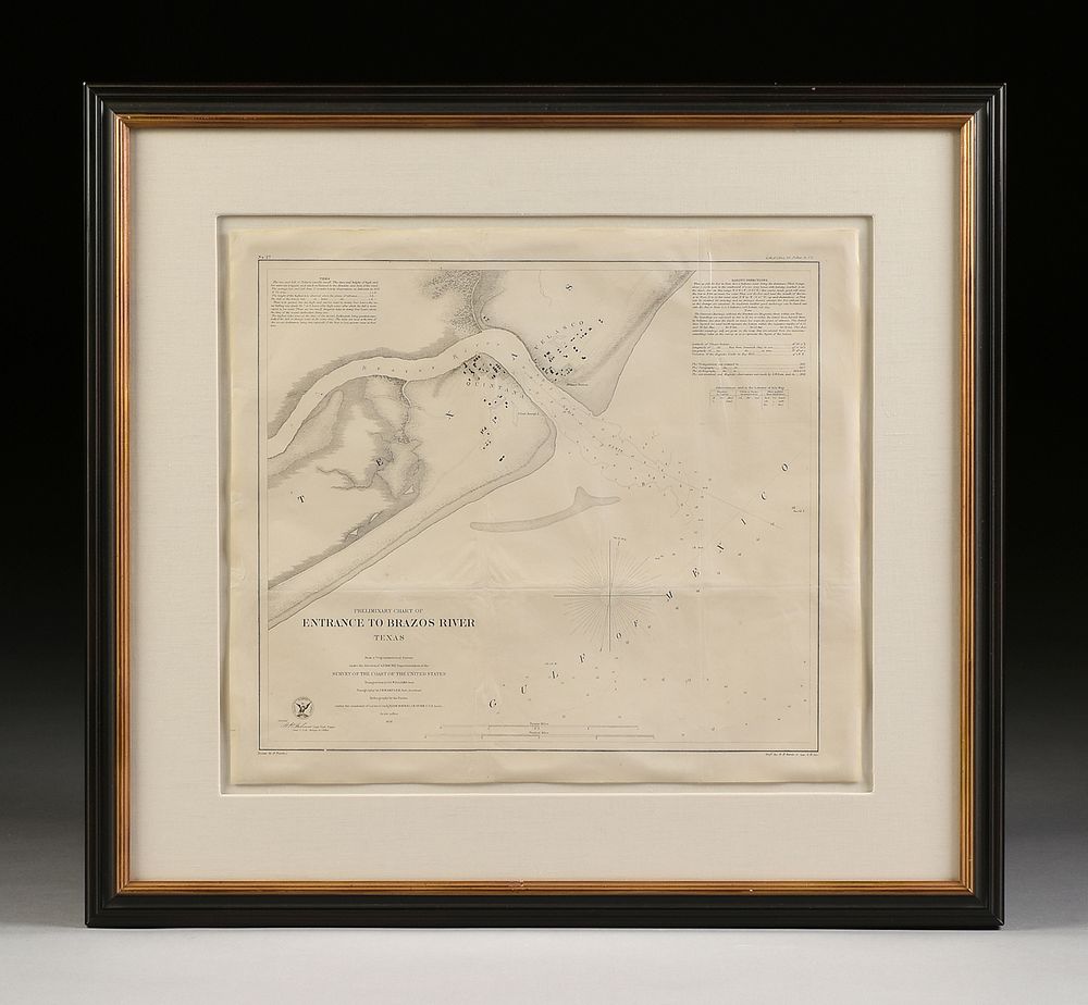 Appraisal: AN ANTIQUE SURVEY MAP Preliminary Chart of Entrance to Brazos