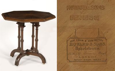 Appraisal: A Howard Son octagonal table on cruciform legs on casters