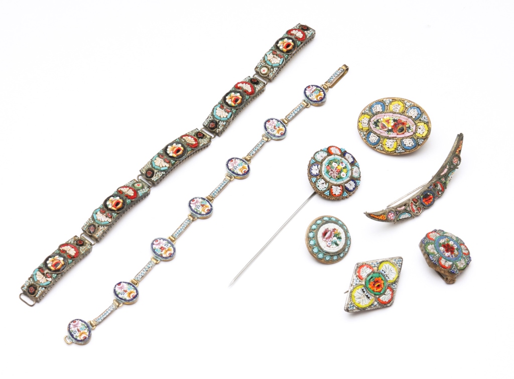 Appraisal: Italy late th century Colorful group of micro mosaic jewelry