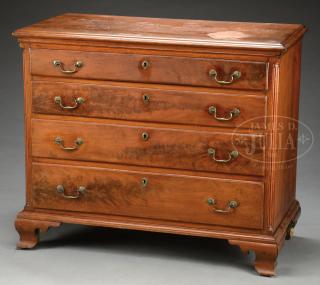 Appraisal: PENNSYLVANIA CHIPPENDALE CARVED WALNUT CHEST OF DRAWERS PENNSYLVANIA CHIPPENDALE CARVED