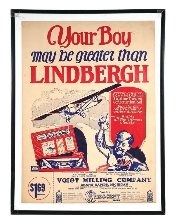 Appraisal: Circa s Charles Lindbergh promotional poster cross promotion between the