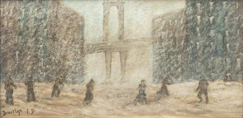 Appraisal: FRITZ BACHMEYR American b Snow Scene in Brooklyn New York