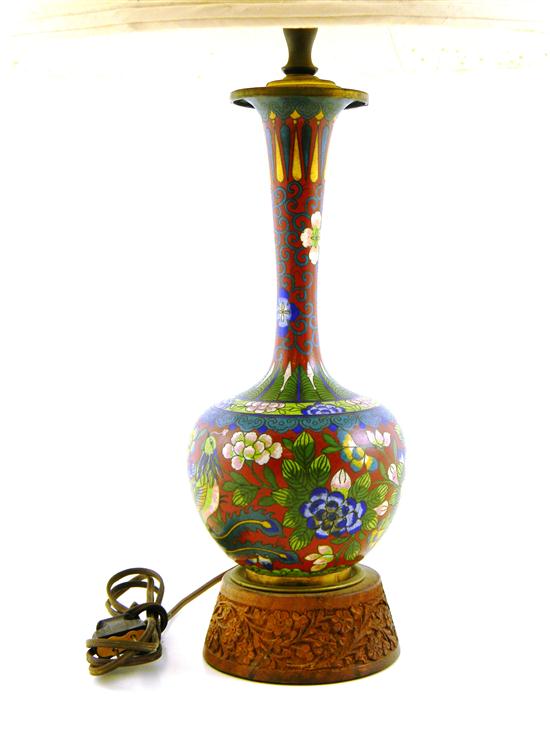 Appraisal: Late th early th C Chinese cloisonn table lamp on