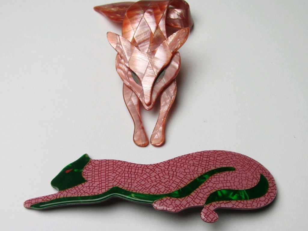 Appraisal: Two Lea Stein plastic animal brooches