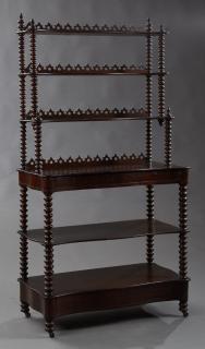 Appraisal: American Gothic Revival Carved Mahogany Etagere l American Gothic Revival