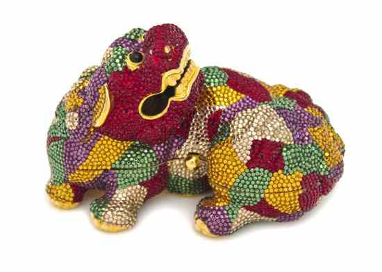 Appraisal: A Judith Leiber Multicolor Crystal Stained Glass Fu Dog Minaudiere