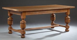 Appraisal: Jacobean Style Carved Quarter Sawn Oak Dining Tabl Jacobean Style