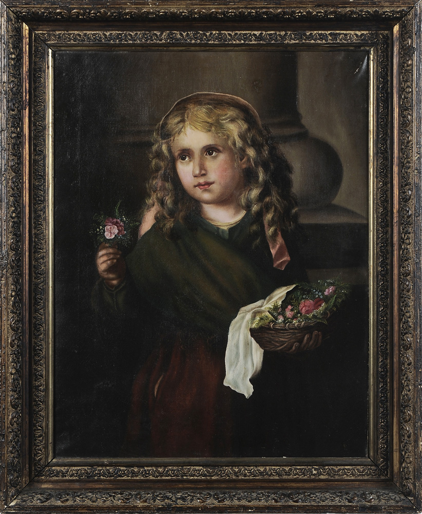 Appraisal: American or British School th century Flower Seller unsigned oil