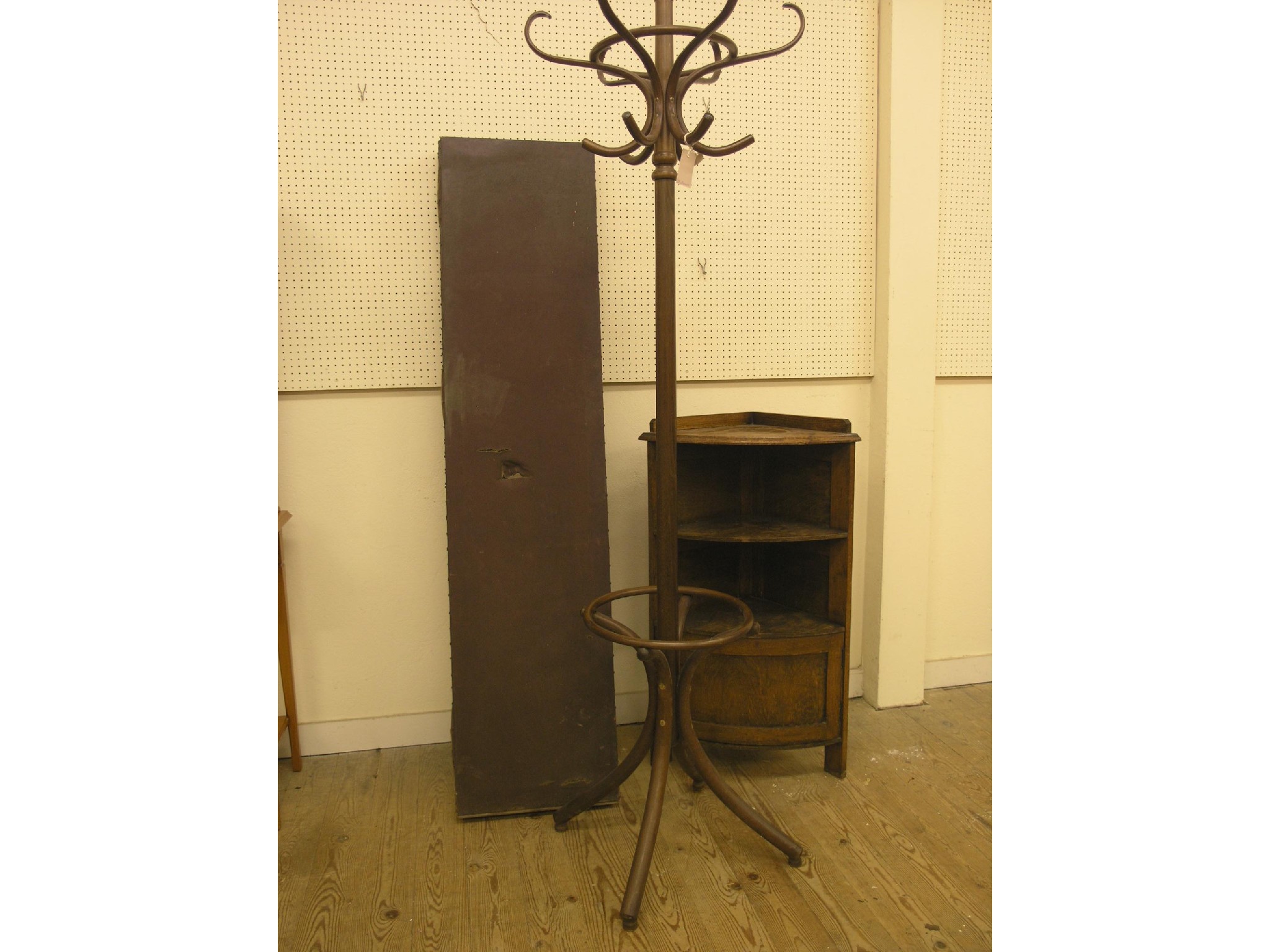 Appraisal: A bentwood hat coat and stick-stand together with a folding