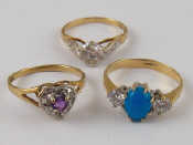 Appraisal: Three carat gold rings gross weight gms