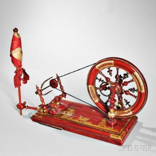 Appraisal: Red Japanned Wool Winder probably England th century wheel with