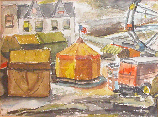 Appraisal: Traveling Circus in Pittsburgh Weiss Milton th Century American watercolor