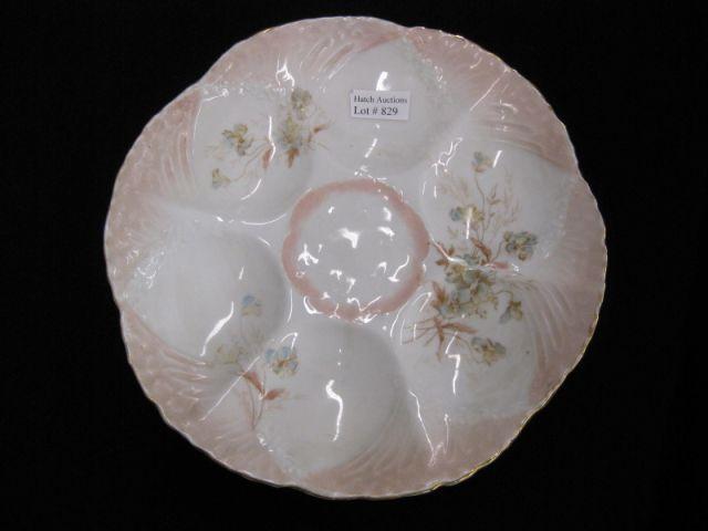 Appraisal: Weimar Victorian Porcelain Oyster Plate floral sprays excellent