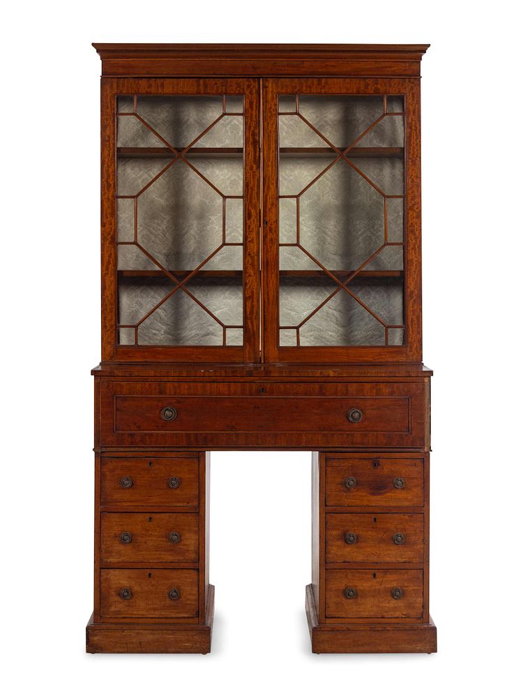 Appraisal: A George III Style Mahogany Secretary Bookcase A George III