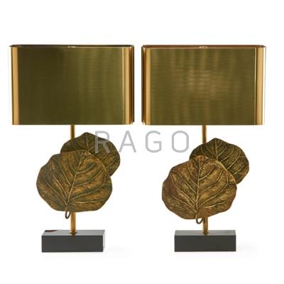 Appraisal: MAISON CHARLES Pair of table lamps France s Patinated bronze