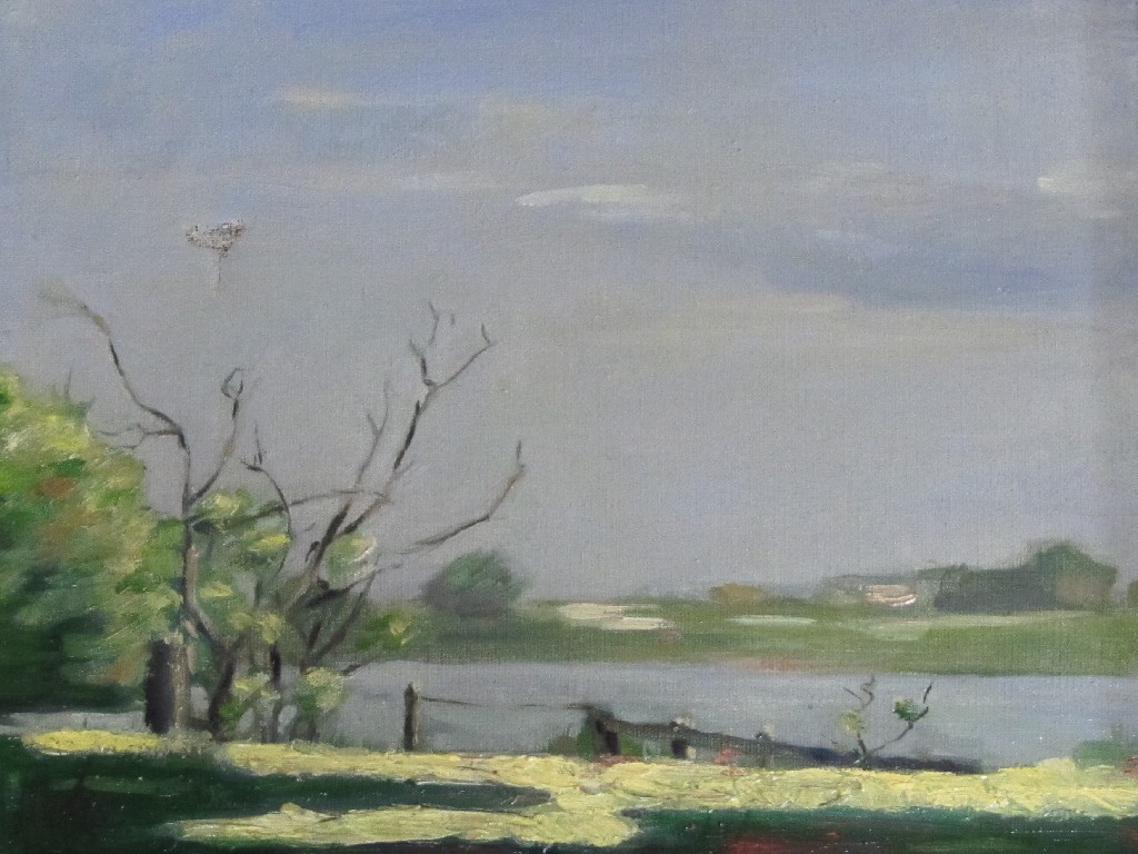 Appraisal: WILLIAM MCCANCE - RIVERSIDE Oil on canvas x cm x