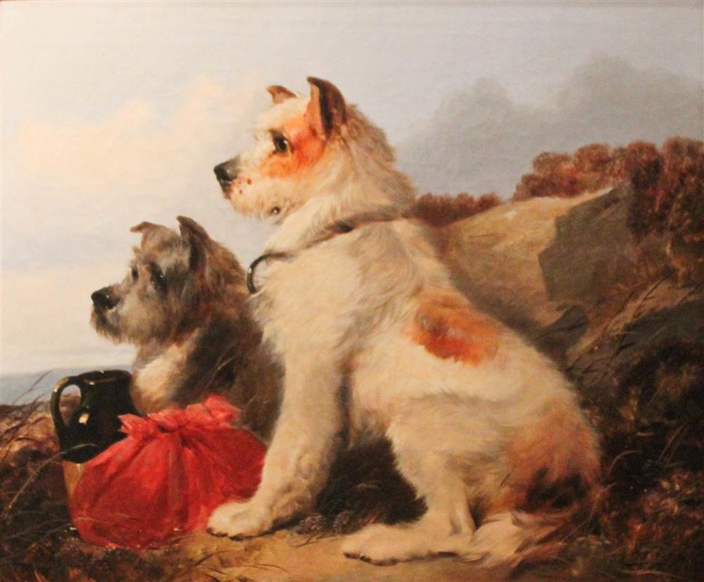 Appraisal: WILLIAM WALKER MORRIS BRITISH FL - TERRIERS Oil on canvas