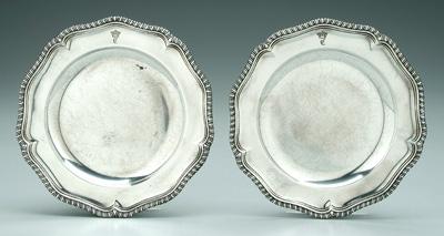 Appraisal: Two George II English silver plates round with gadroon borders