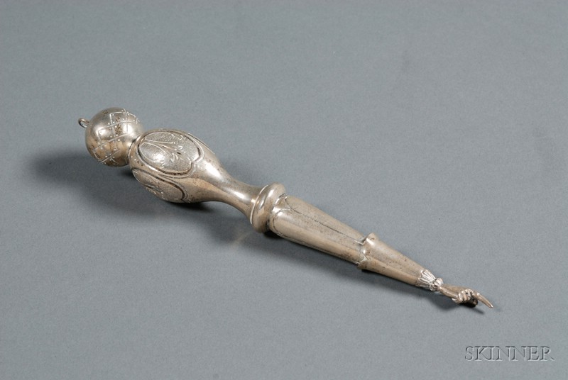 Appraisal: Silver Torah Pointer th century possibly Austro-Hungarian baluster and tapering