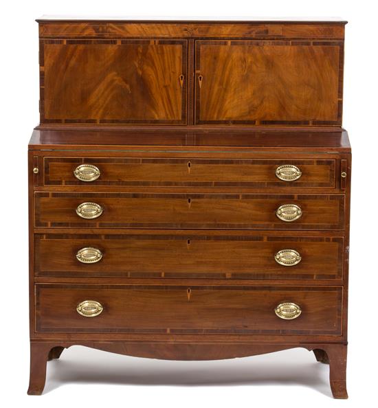 Appraisal: Sale Lot An American Federal Mahogany Tambour Desk late th