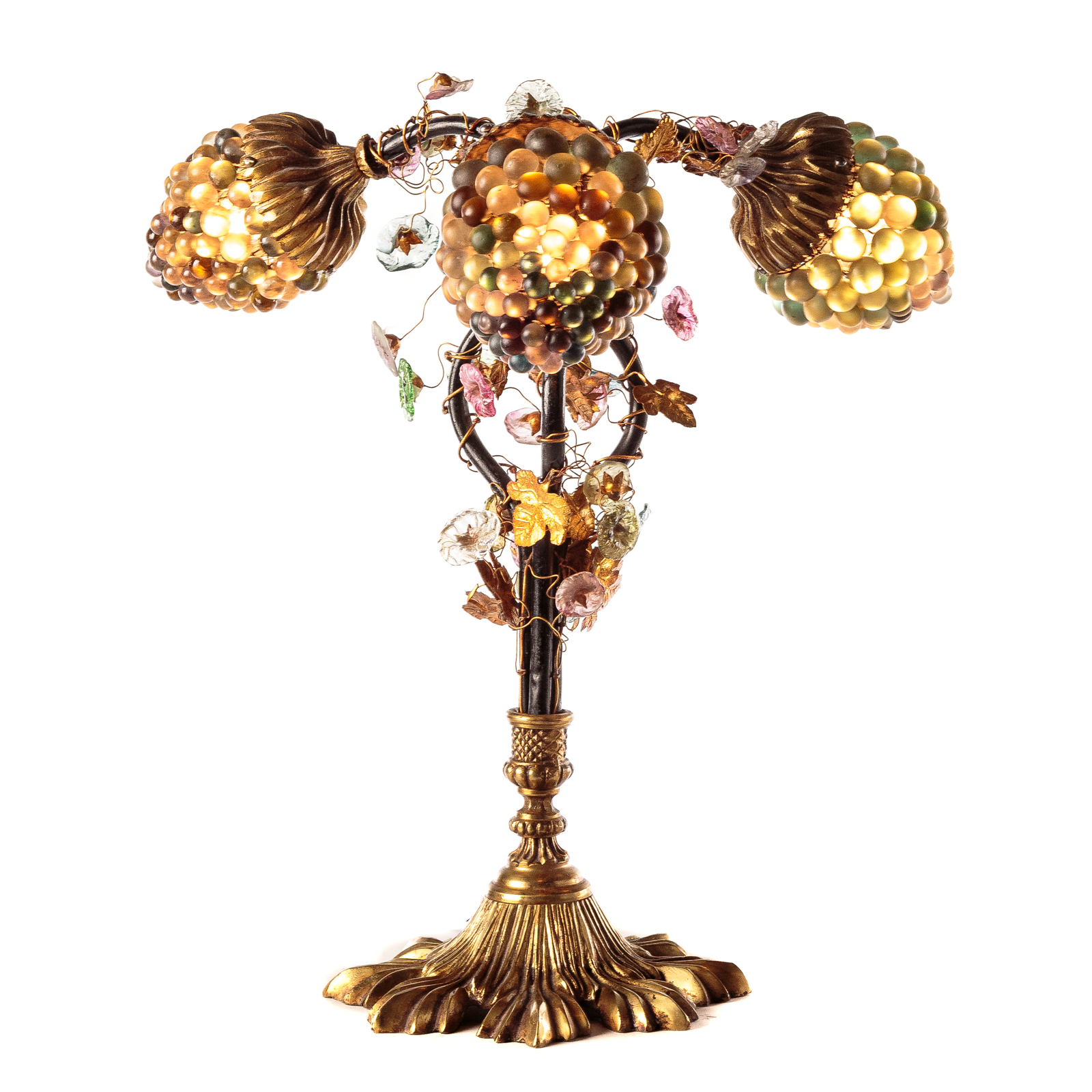 Appraisal: CZECH ART DECO GRAPE CLUSTER LAMP Circa s cast bronze