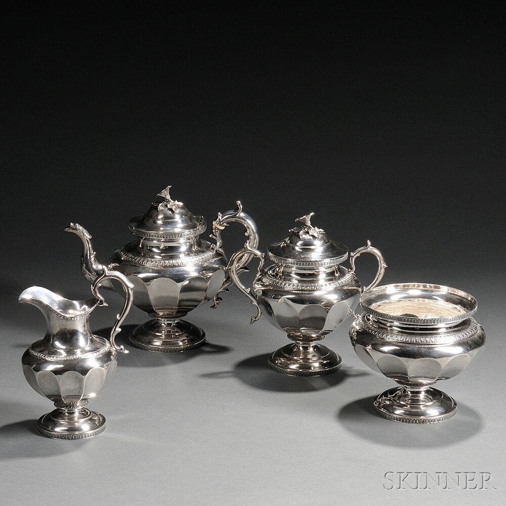 Appraisal: Four-piece Tiffany Co Coin Silver Tea Service New York -