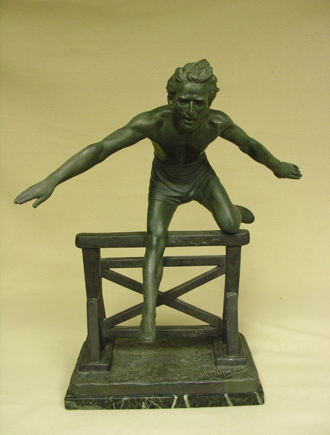 Appraisal: D H CHIPARUS METAL SPORTS SCULPTURE Circa 's Artist Demetrius