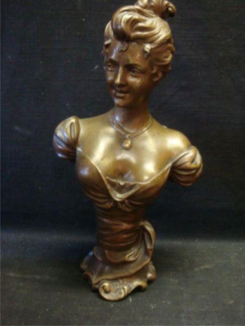 Appraisal: BARTHOZ J French Bronze of Young Woman with Upswept Hairdo