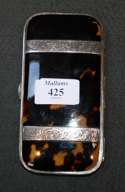 Appraisal: A FRENCH TORTOISESHELL SPECTACLE CASE with silver plated mounts and