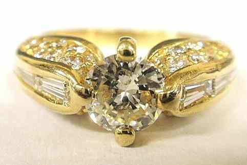 Appraisal: Ladies k yellow gold and diamond ring center stone approx