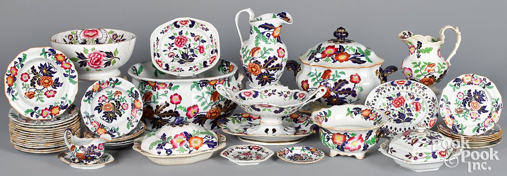 Appraisal: Gaudy or Fancy ironstone porcelain service approx Gaudy or Fancy