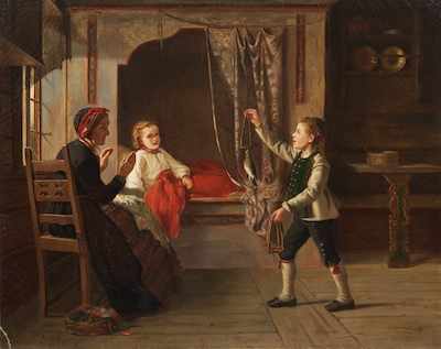 Appraisal: Karl Julius Lorck Norwegian - The snare Oil on canvas