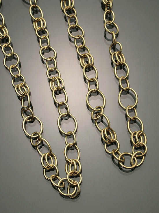 Appraisal: Pair of Italian -Karat Yellow-Gold 'Classic Layer' Necklaces Ippolita Each