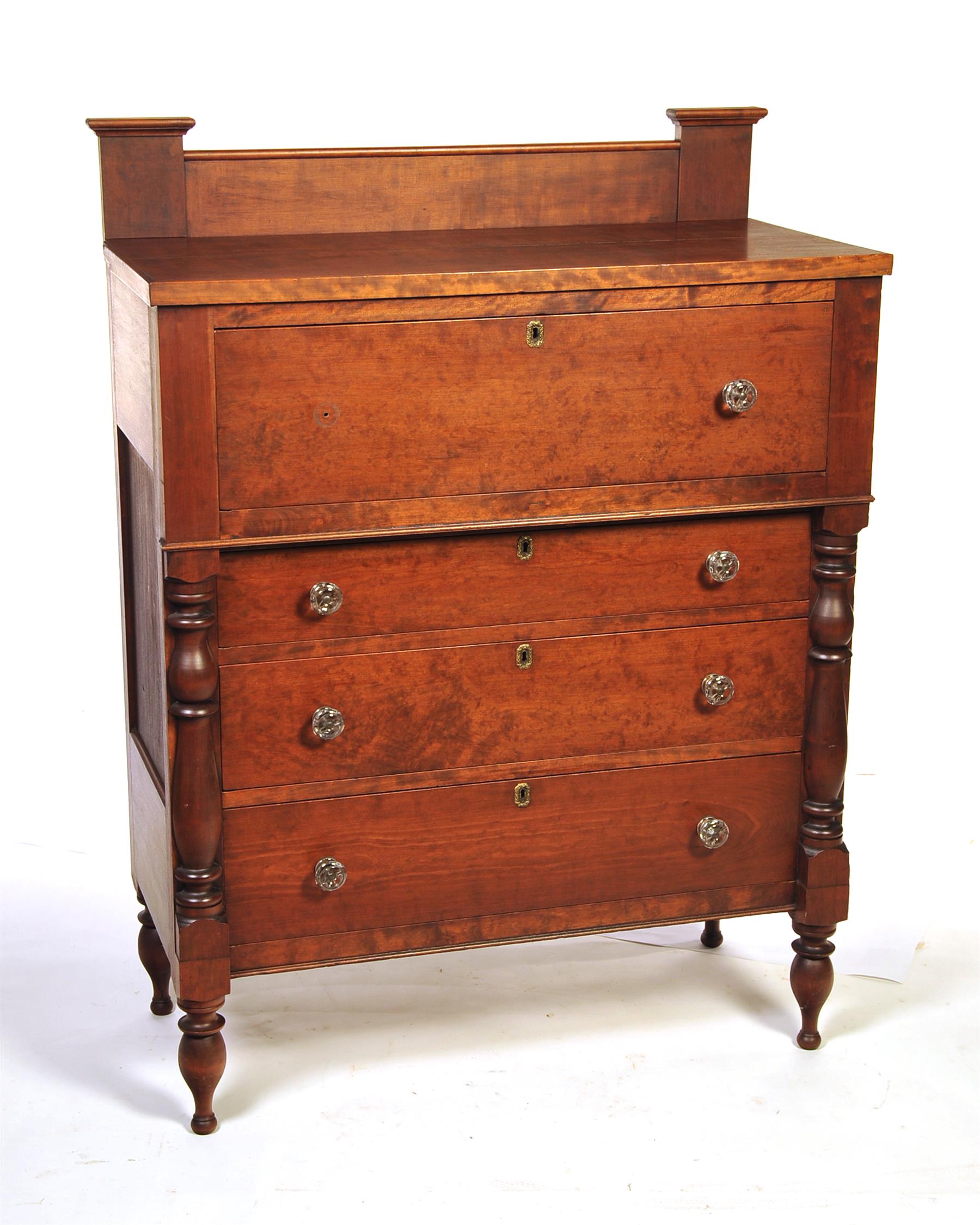 Appraisal: CHIMNEY BACK TRANSITIONAL SHERATON TO EMPIRE CHEST American nd quarter-