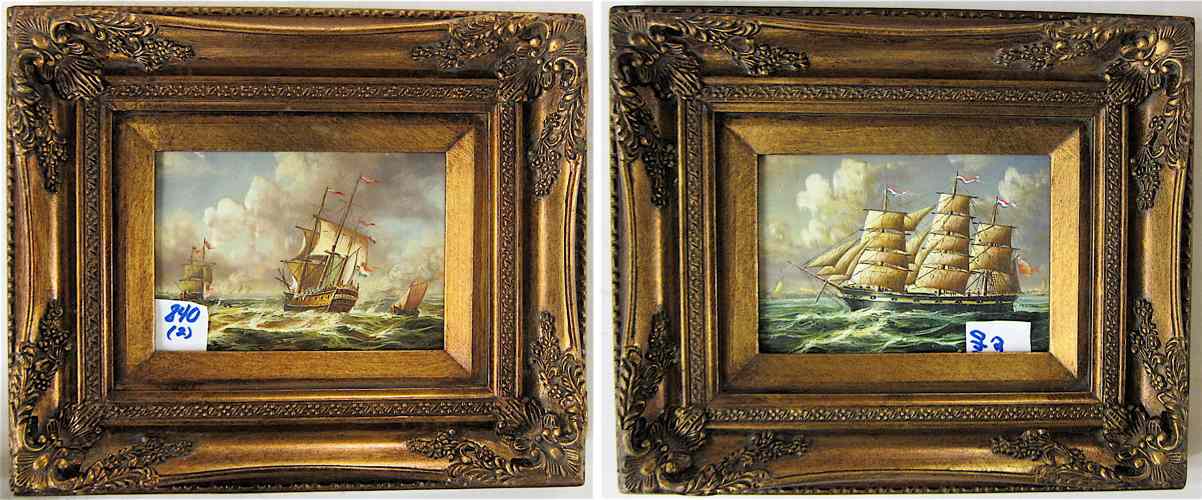 Appraisal: PAIR OILS ON WOOD PANEL th and th century sailing