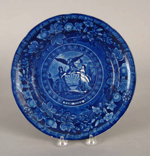 Appraisal: Historical blue Staffordshire plate th c depicting the arms of