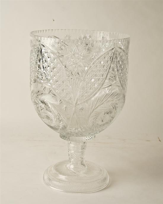 Appraisal: A Large Cut Glass Crystal Footed Punch Bowl with deep