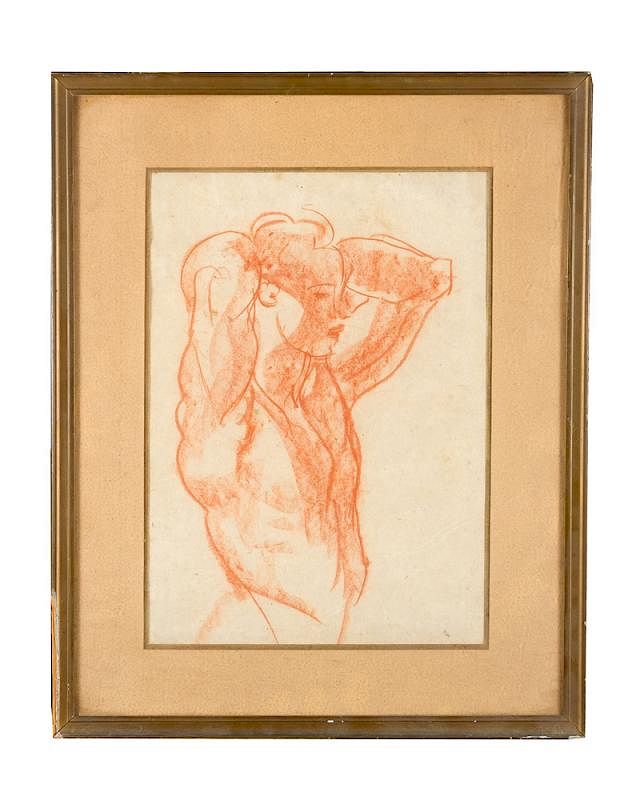 Appraisal: Artist early Century Artist early Century male study red chalk