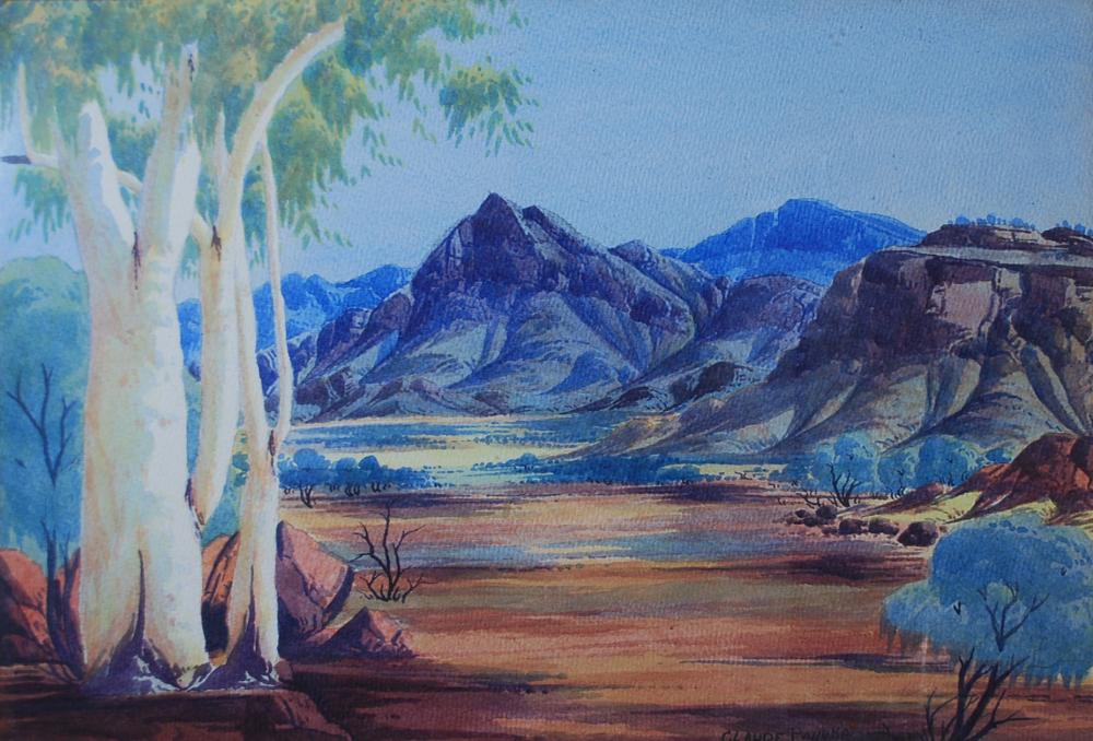 Appraisal: CLAUDE PANNKA GLEN HELEN COUNTRY MACDONNELL RANGES MT SONDER WATERCOLOUR