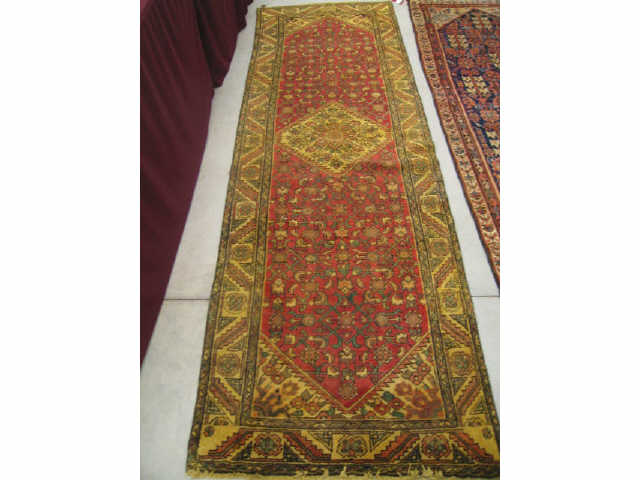 Appraisal: Hamadan Persian Handmade Runner central medallion geometric floral overall design