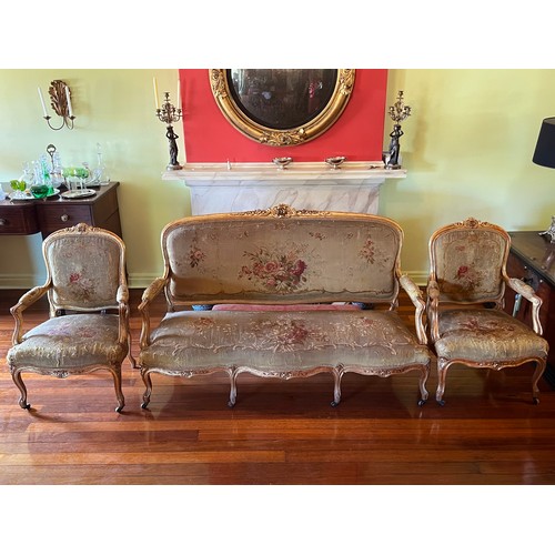 Appraisal: Antique th century French gilt gesso three piece salon suite