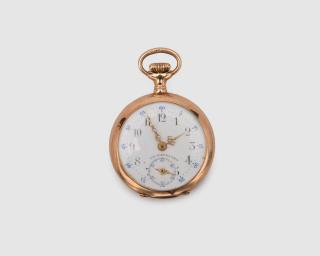 Appraisal: K Yellow Gold Enamel and Diamond Open Face Pocketwatch K