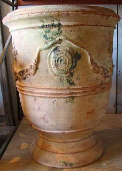 Appraisal: LARGE FRENCH ANDUZE TERRA COTTA URN with traces of green