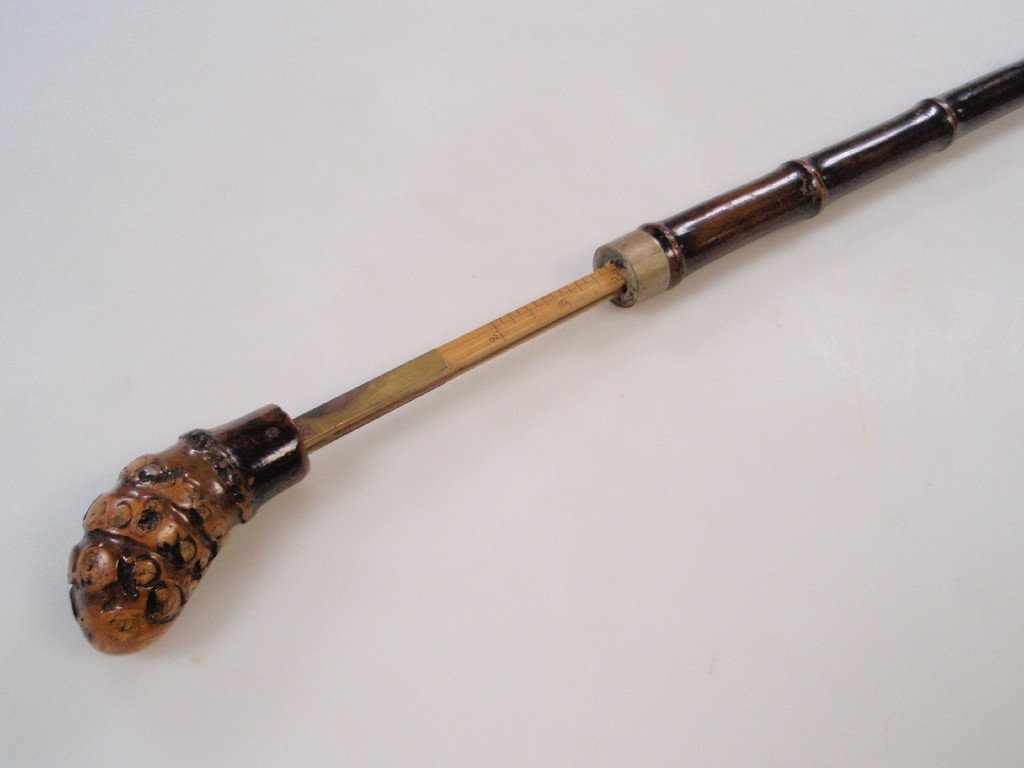 Appraisal: A Victorian cane with horse measure on a knurled handle