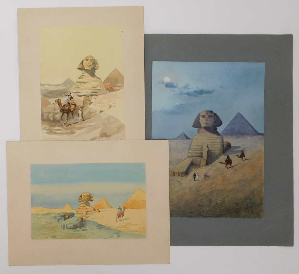 Appraisal: PC EGYPTIAN REVIVAL WATERCOLOR PAINTINGS England Early th CenturyIncludes a