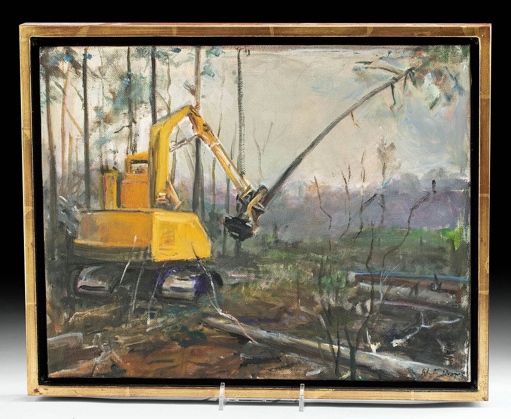 Appraisal: Framed Signed William Draper Logging Painting ca William Franklin Draper