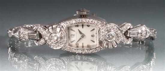 Appraisal: Hamilton platinum and diamond bracelet-watch diamonds approximately cts total bracelet