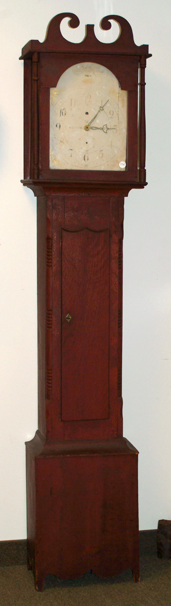 Appraisal: New England Painted Pine Tall Case Clock c Original red