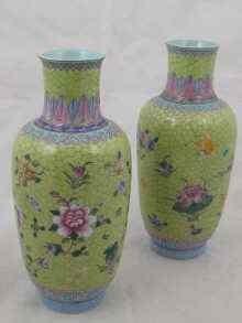 Appraisal: A pair of Chinese vases in the famille verte palette